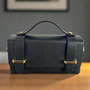 Lily Black Italian Leather Handbag for Women – Luxury Designer Shoulder